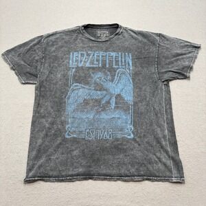 Led Zeppelin T-Shirt Mens XL Gray Mineral Wash Swan Song Icarus Rock Band Grunge